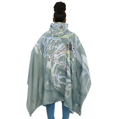Lost Trail, Montana Ski Resort Map Flannel Blanket Poncho
