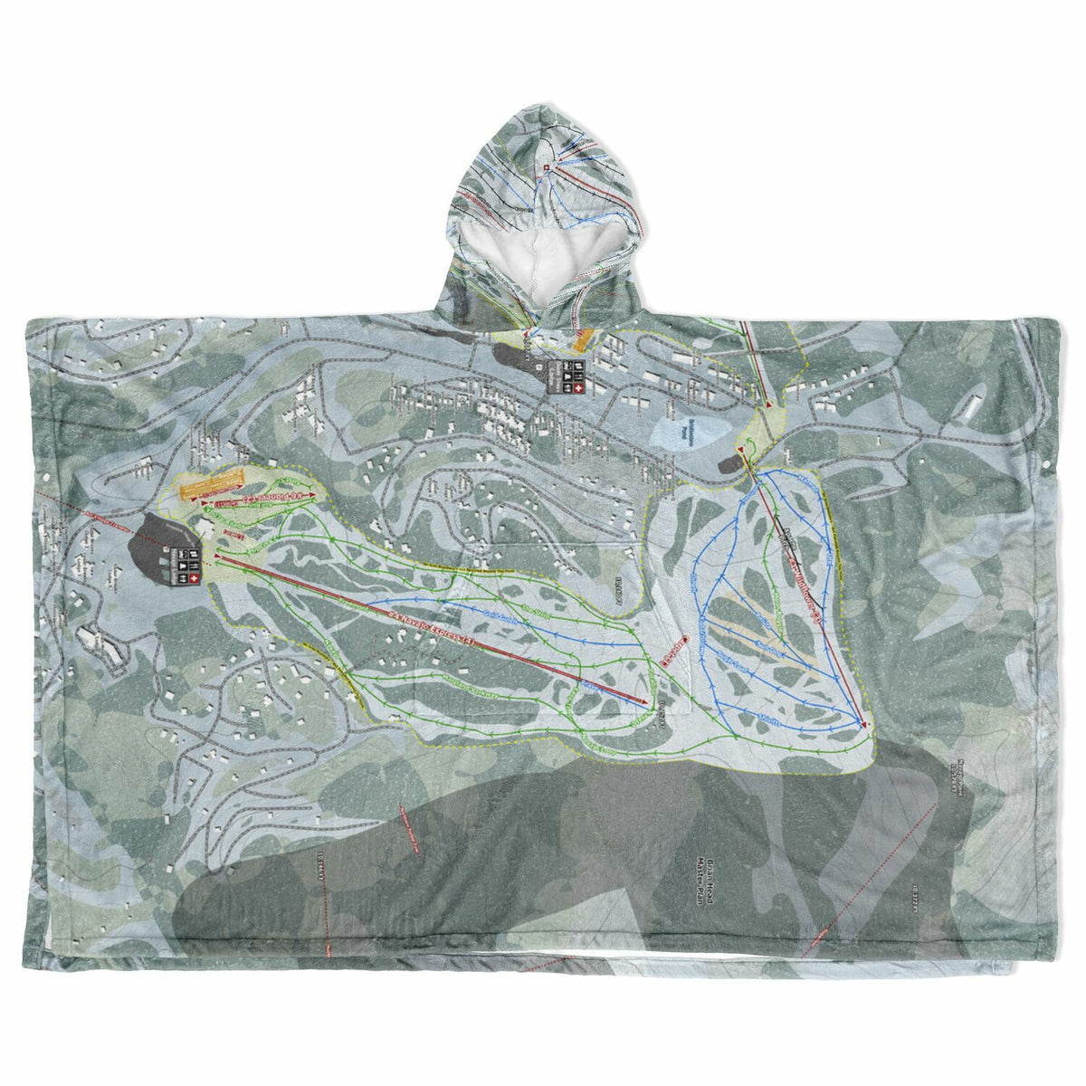 Brian Head, Utah Ski Resort Map Flannel Blanket Poncho