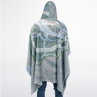 McCauley Mountain, New York Ski Resort Map Flannel Blanket Poncho