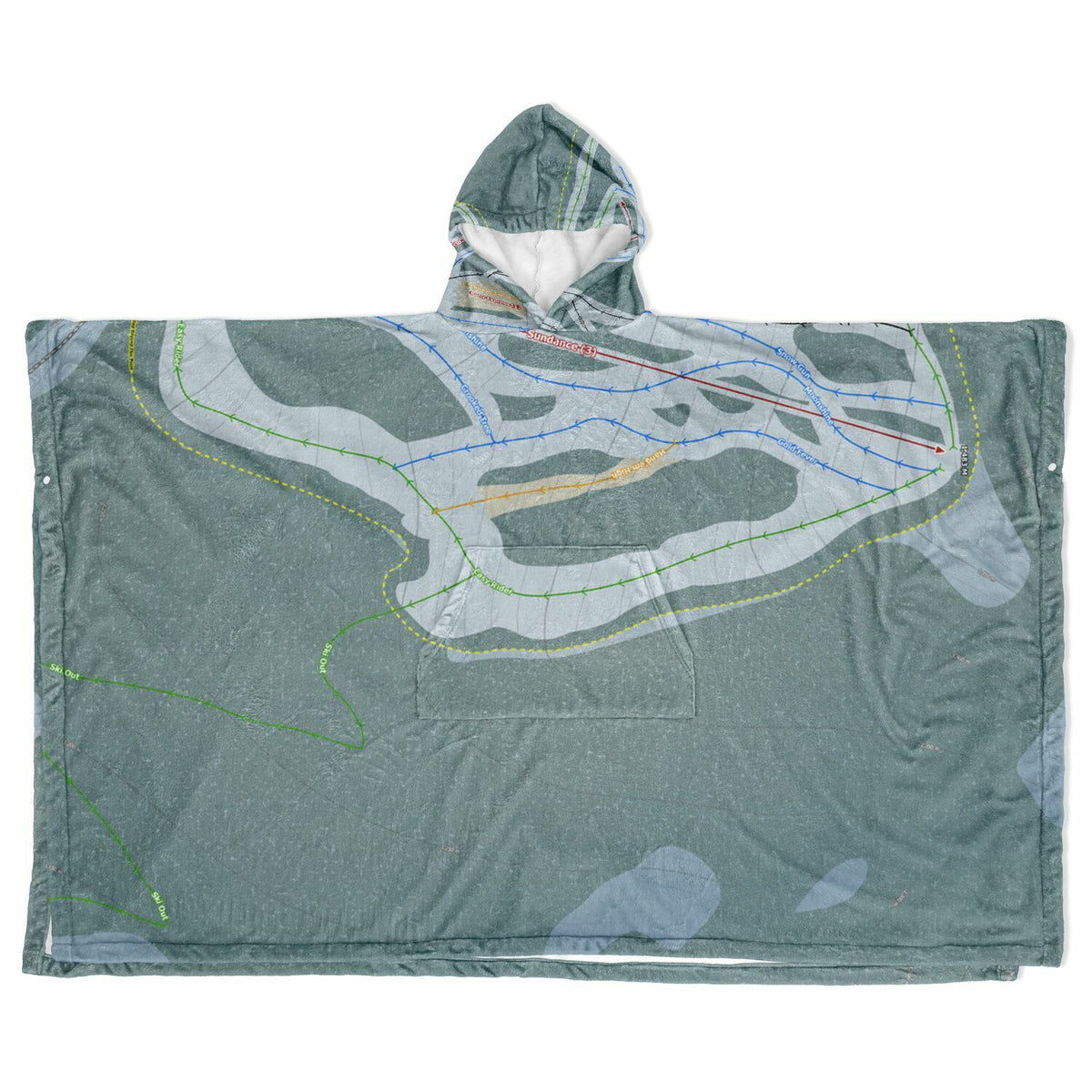 Fairmont Hot Springs, British Columbia Ski Resort Map Flannel Blanket Poncho