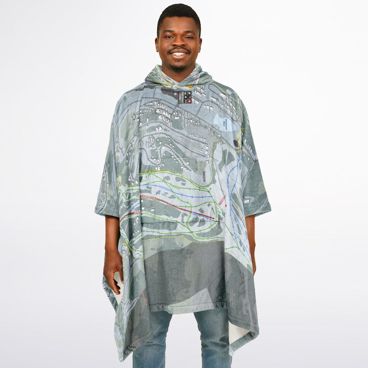 Brian Head, Utah Ski Resort Map Flannel Blanket Poncho