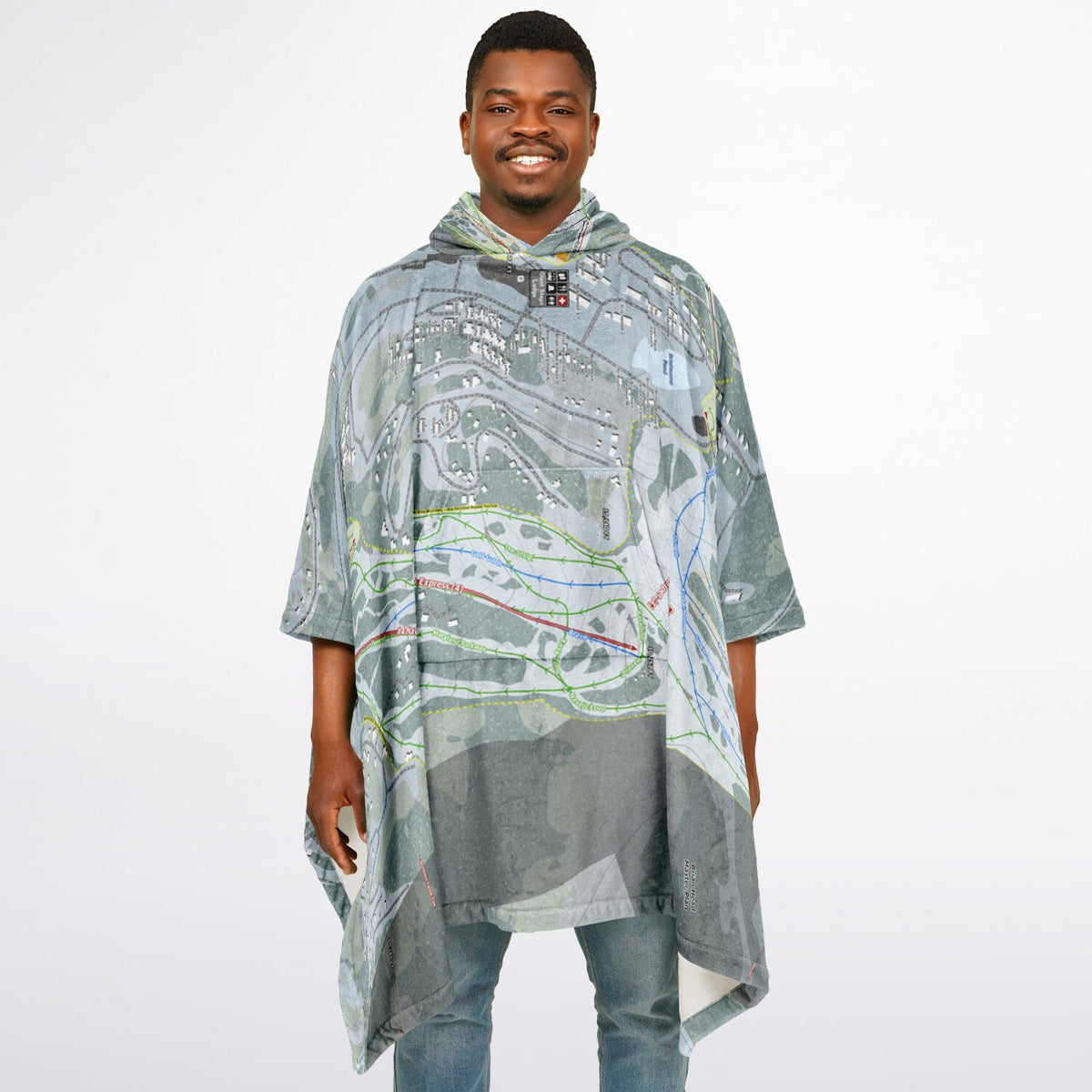 Brian Head, Utah Ski Resort Map Flannel Blanket Poncho