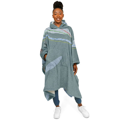 Sahalie Ski Club, Washington Ski Resort Map Flannel Blanket Poncho