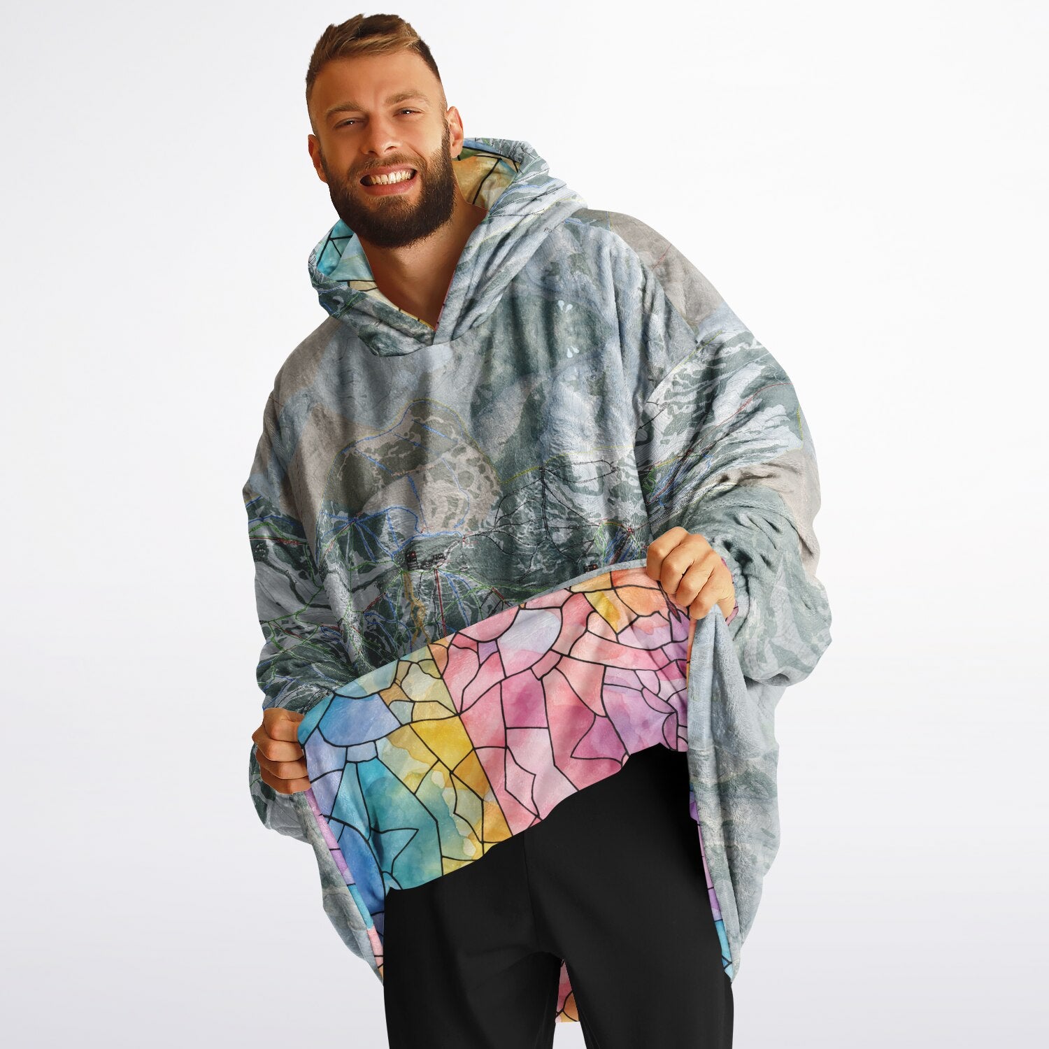 Powder Mountain, Utah Ski Resort Map Reversible Snug Hoodie