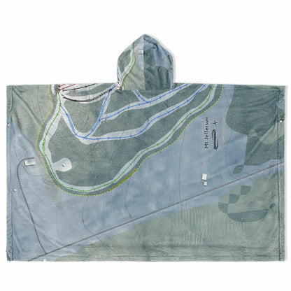 Mt Jefferson, Maine Ski Resort Map Flannel Blanket Poncho