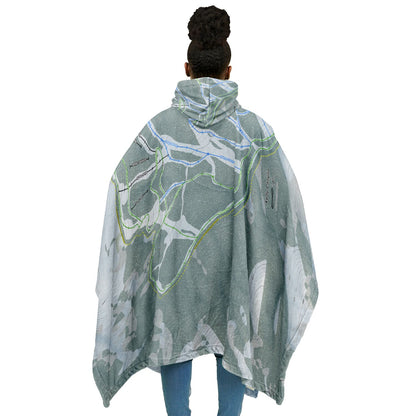 Kelly Canyon, Idaho Ski Resort Map Flannel Blanket Poncho