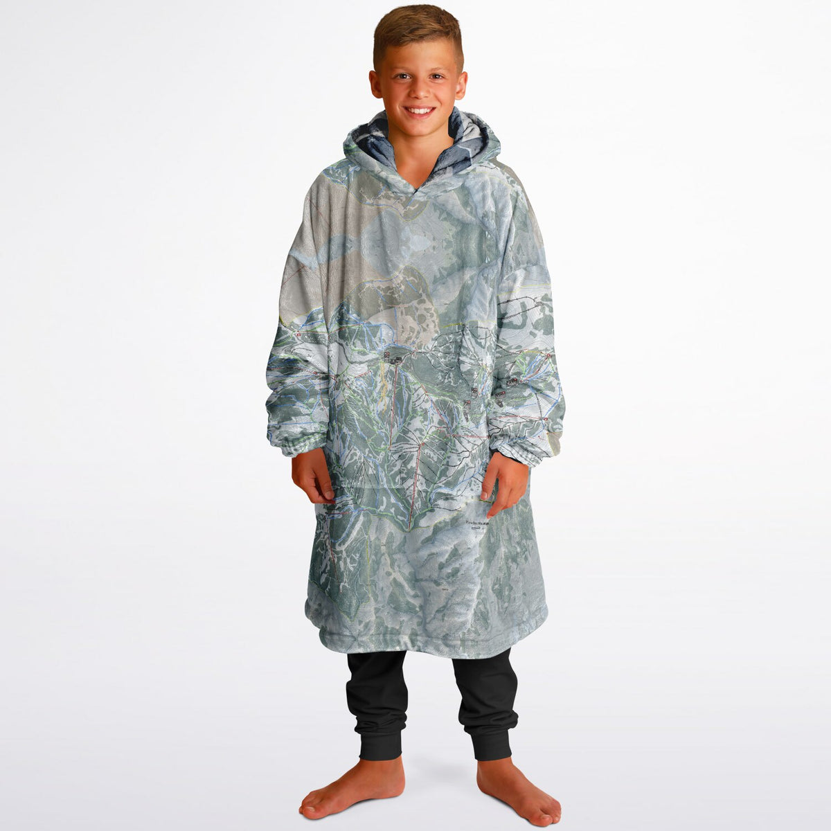 Powder Mountain, Utah Ski Resort Map Youth Reversible Snug Hoodie