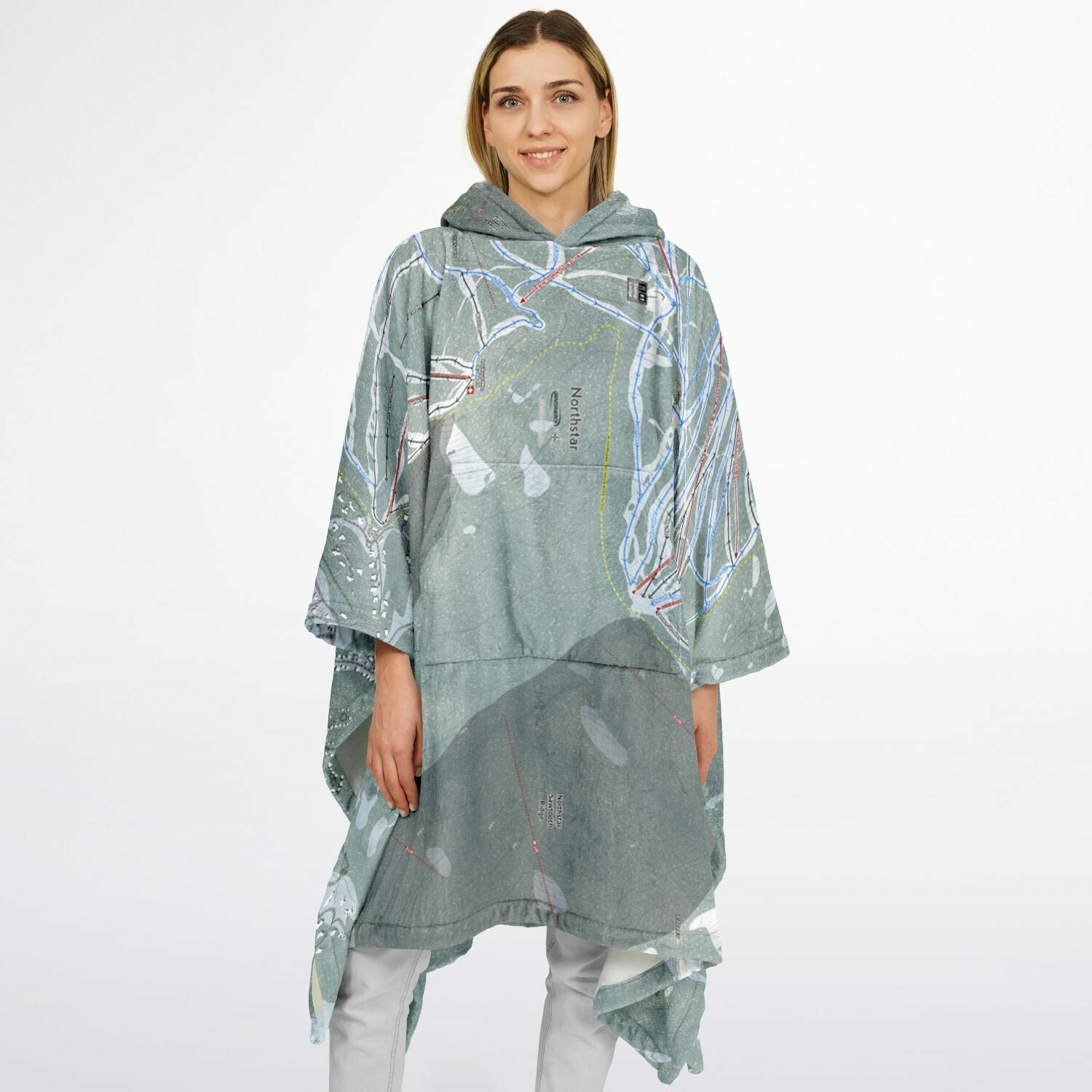 Northstar, California Ski Resort Map Flannel Blanket Poncho