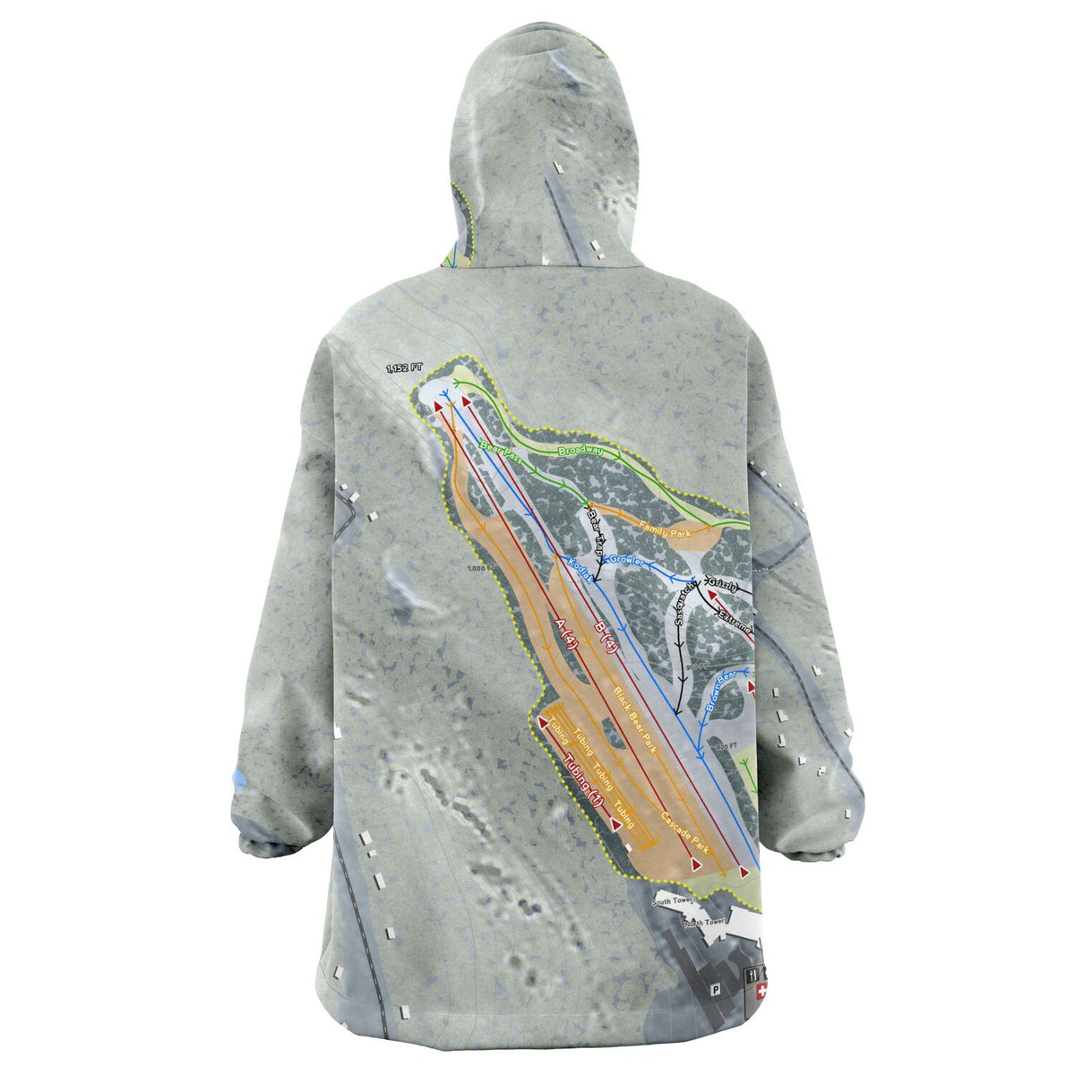 Bear Creek, Pennsylvania Ski Trail Map Snug Hoodie