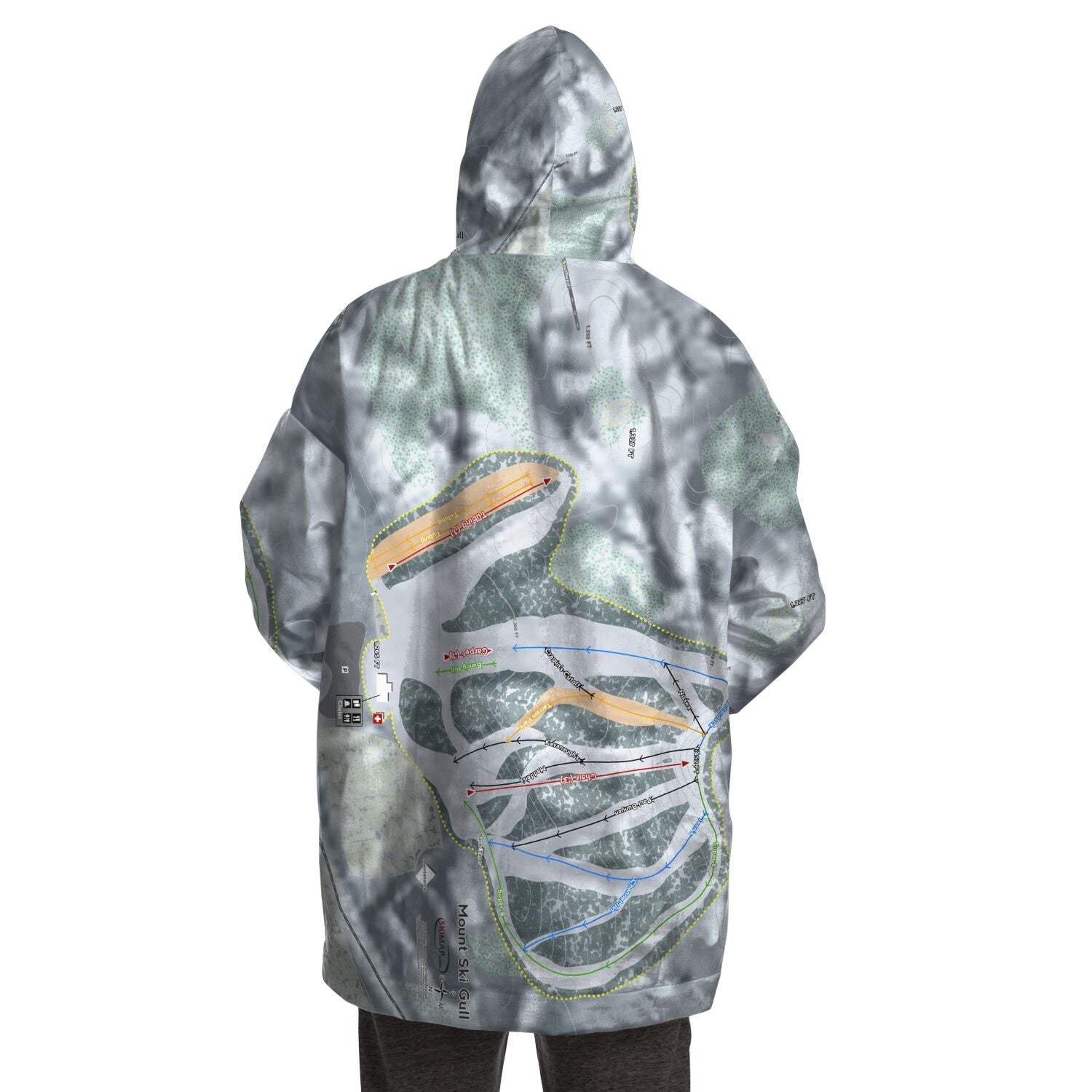 Mount Ski Gull, Minnesota Ski Trail Map Snug Hoodie