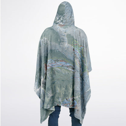 Aspen Snowmass, Colorado Ski Resort Map Flannel Blanket Poncho