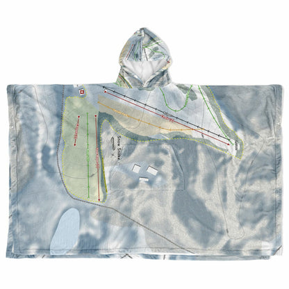 Snow Snake, Michigan Ski Resort Map Flannel Blanket Poncho