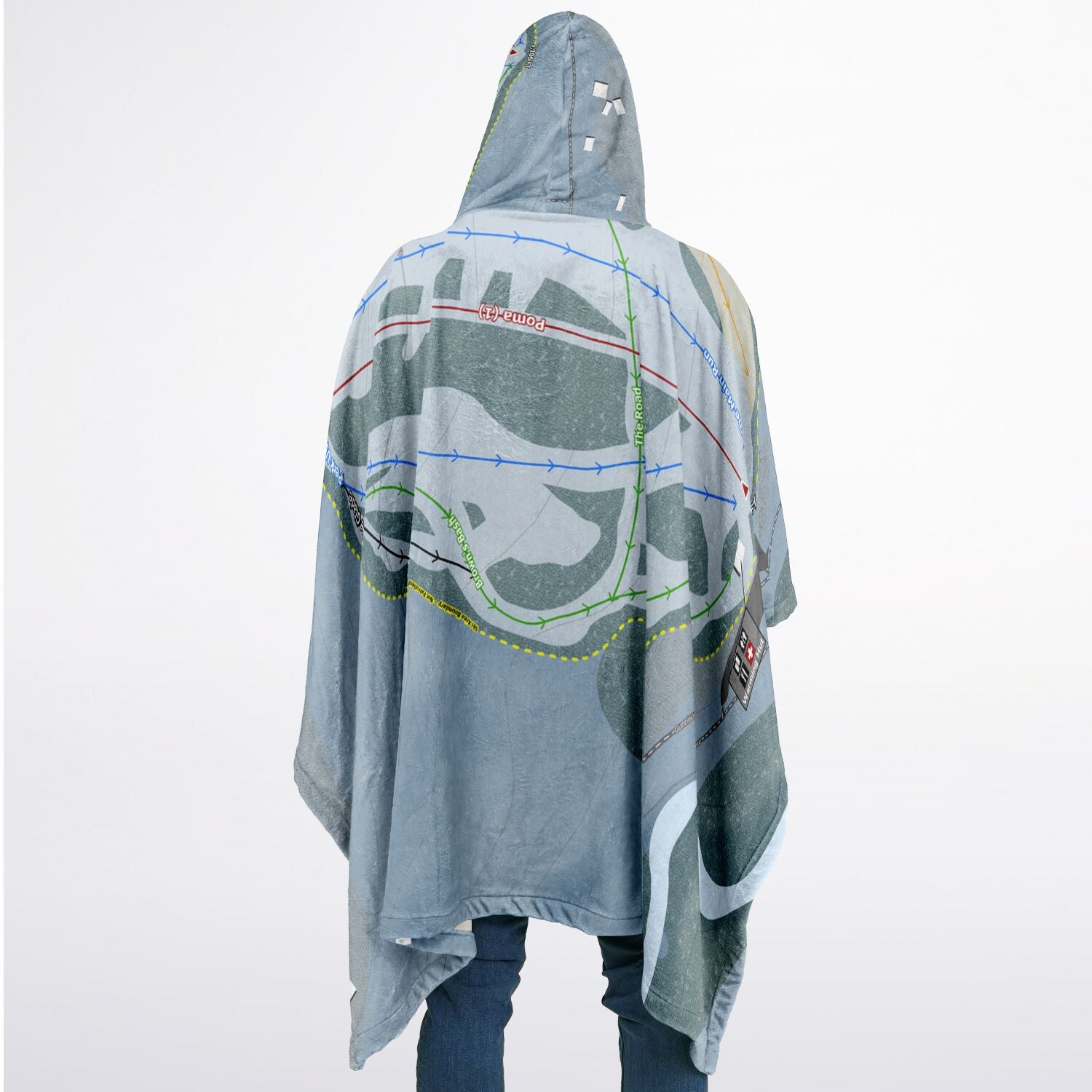 Lake City Ski Hill, Colorado Ski Resort Map Flannel Blanket Poncho