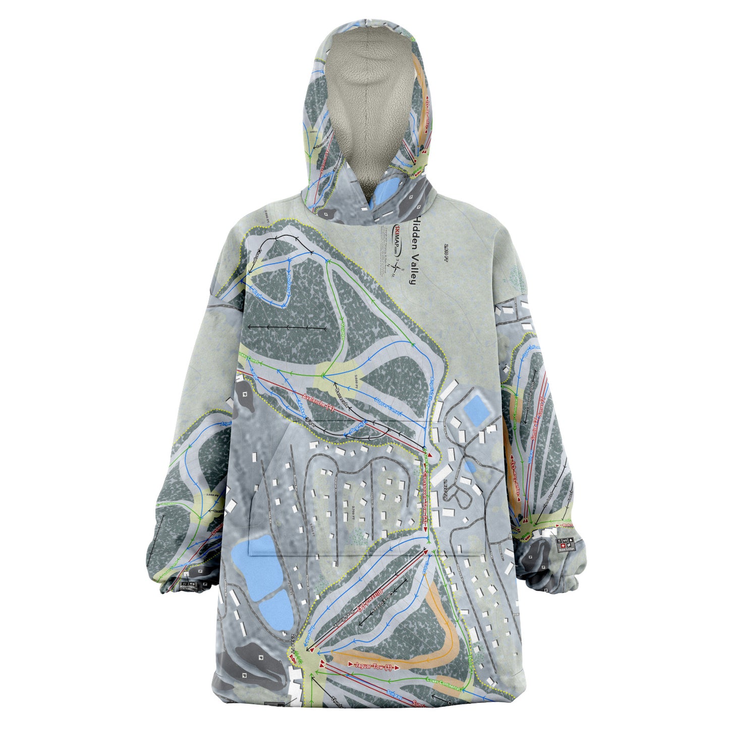 Hidden Valley, Pennsylvania Ski Trail Map Snug Hoodie - Powderaddicts