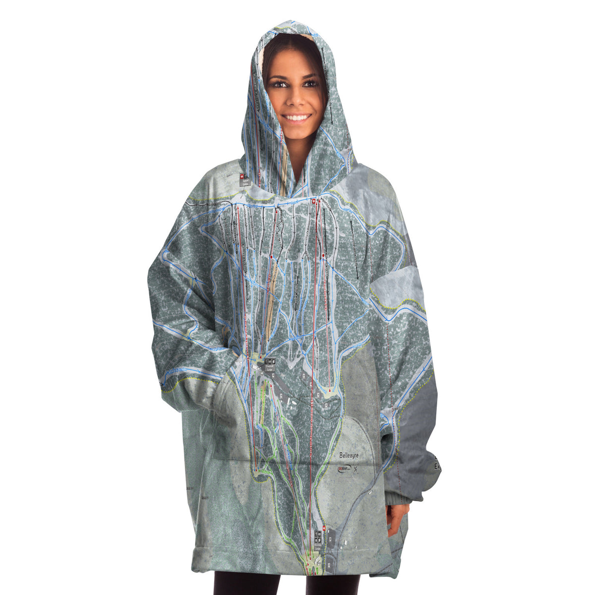 Belleayre Resort, New York Ski Trail Map Snug Hoodie
