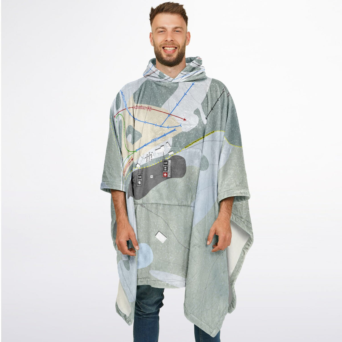 Alta Sierra, California Ski Resort Map Flannel Blanket Poncho