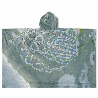 Apex Mountain, British Columbia Ski Resort Map Flannel Blanket Poncho
