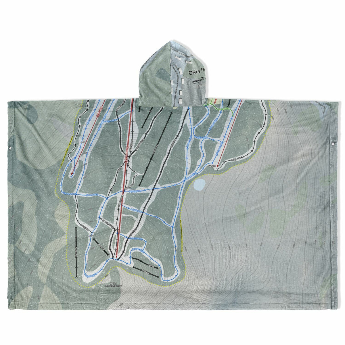 Owls Head, Quebec Ski Resort Map Flannel Blanket Poncho