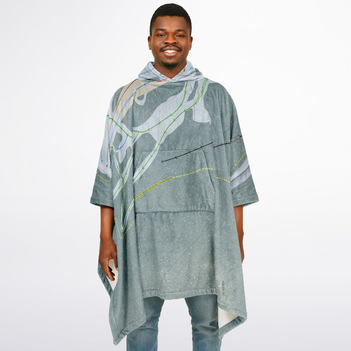 Echo Mountain, Colorado Ski Resort Map Flannel Blanket Poncho