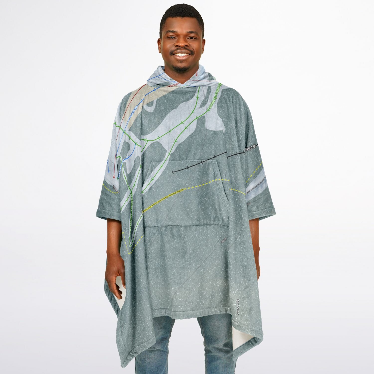 Echo Mountain, Colorado Ski Resort Map Flannel Blanket Poncho