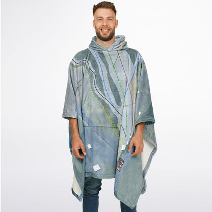 Baker Mountain, Maine Ski Resort Map Flannel Blanket Poncho
