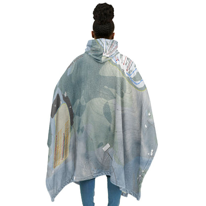 Nashoba Valley, Massachusetts Ski Resort Map Flannel Blanket Poncho