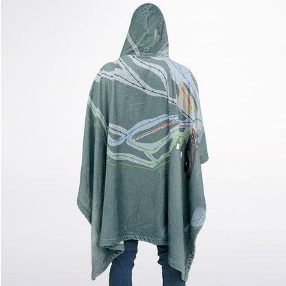Fairmont Hot Springs, British Columbia Ski Resort Map Flannel Blanket Poncho