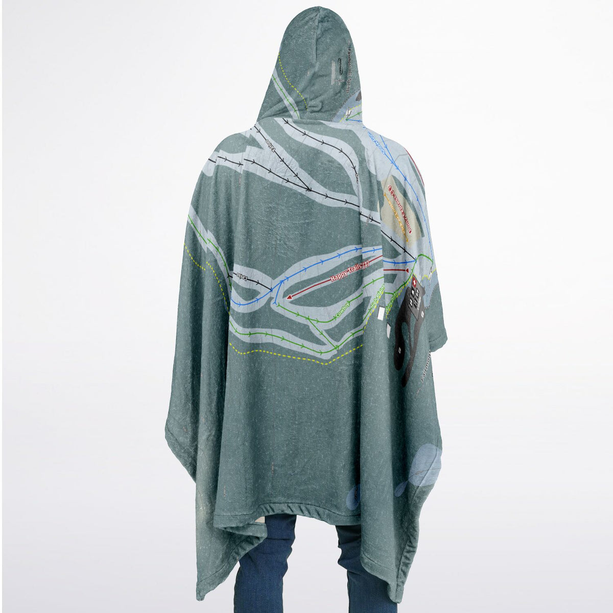 Fairmont Hot Springs, British Columbia Ski Resort Map Flannel Blanket Poncho