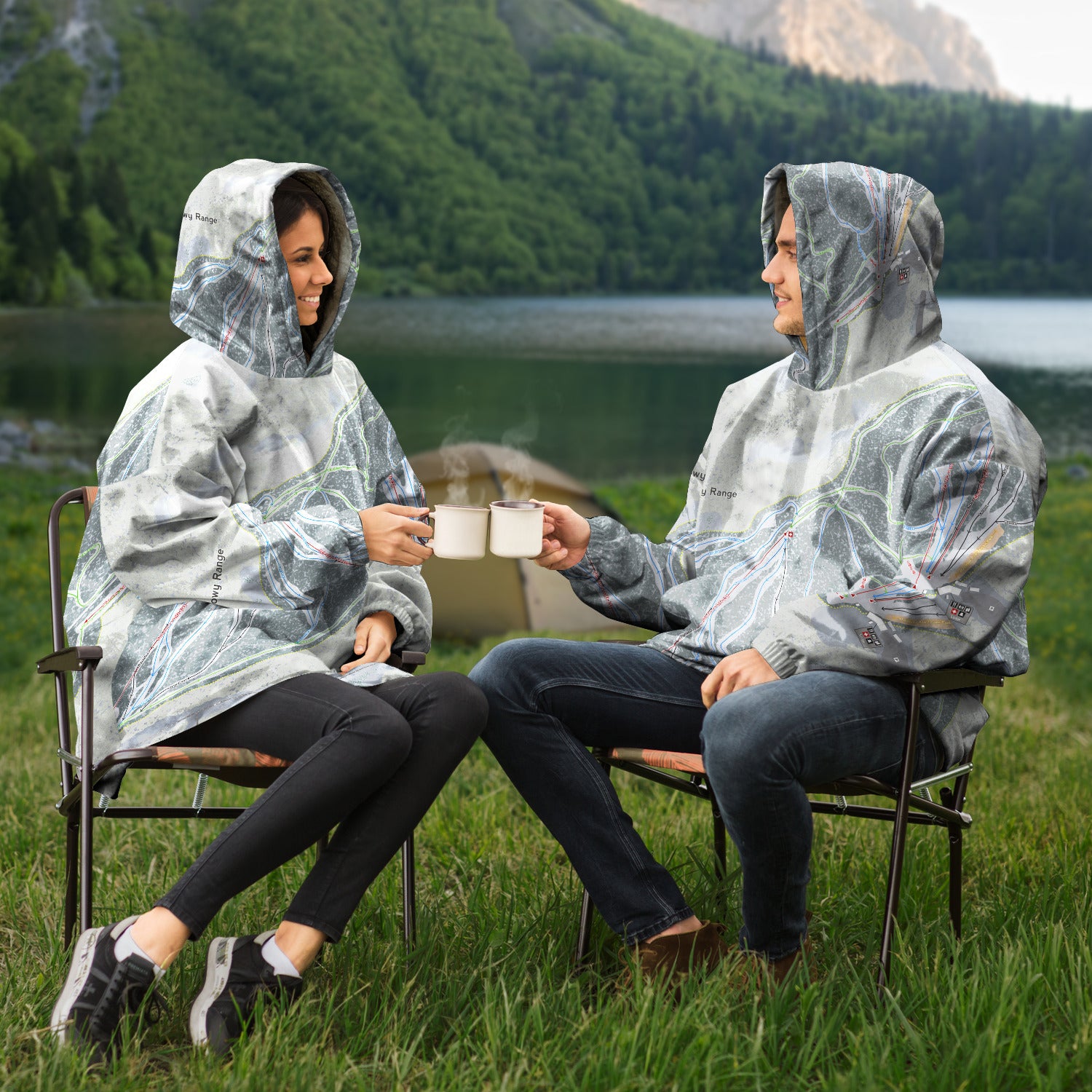 Snowy Range, Wyoming Ski Trail Map Snug Hoodie - Powderaddicts