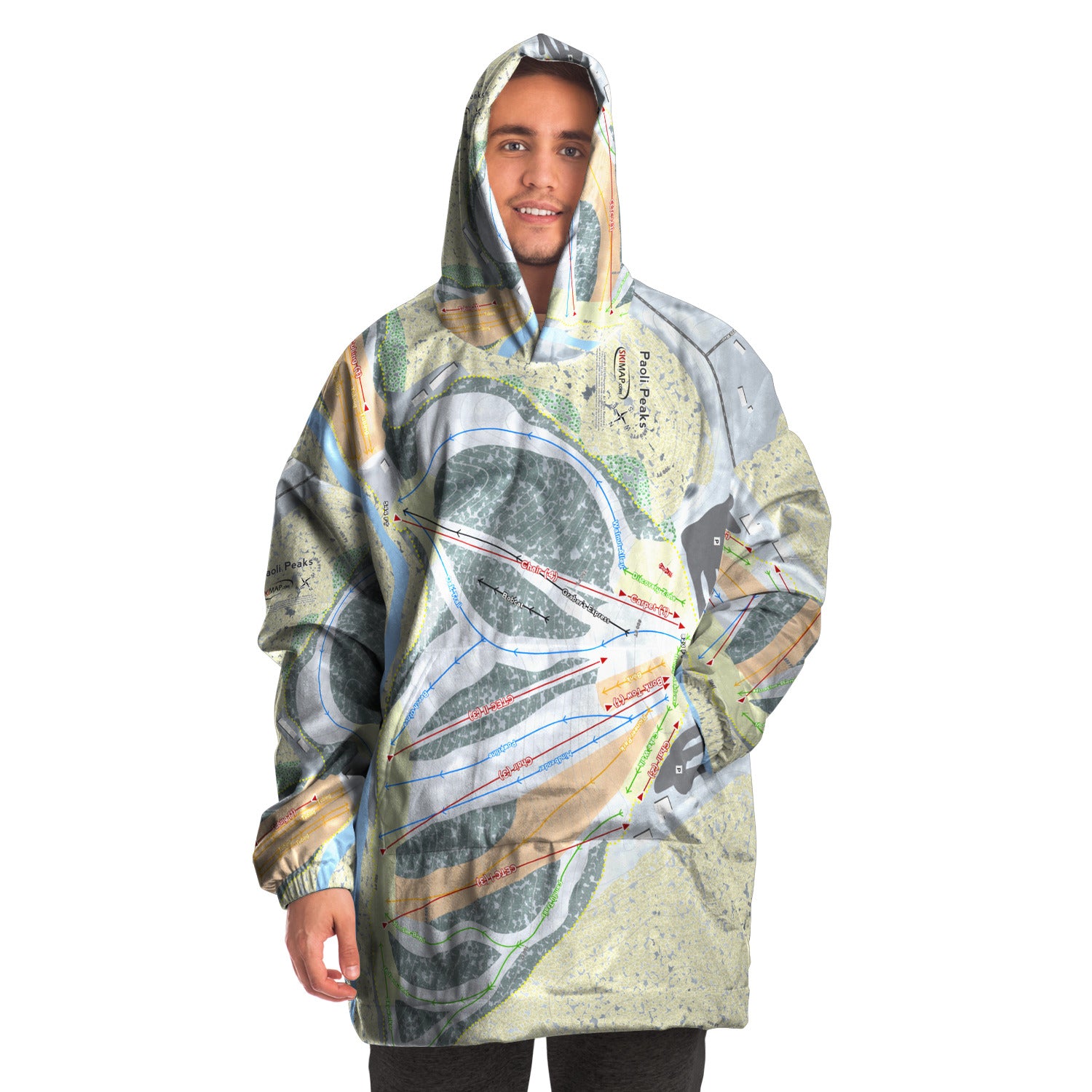 Paoli Peaks, Indiana Ski Trail Map - Snug Hoodie - Powderaddicts