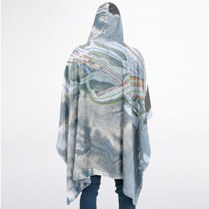 Bittersweet, Michigan Ski Resort Map Flannel Blanket Poncho