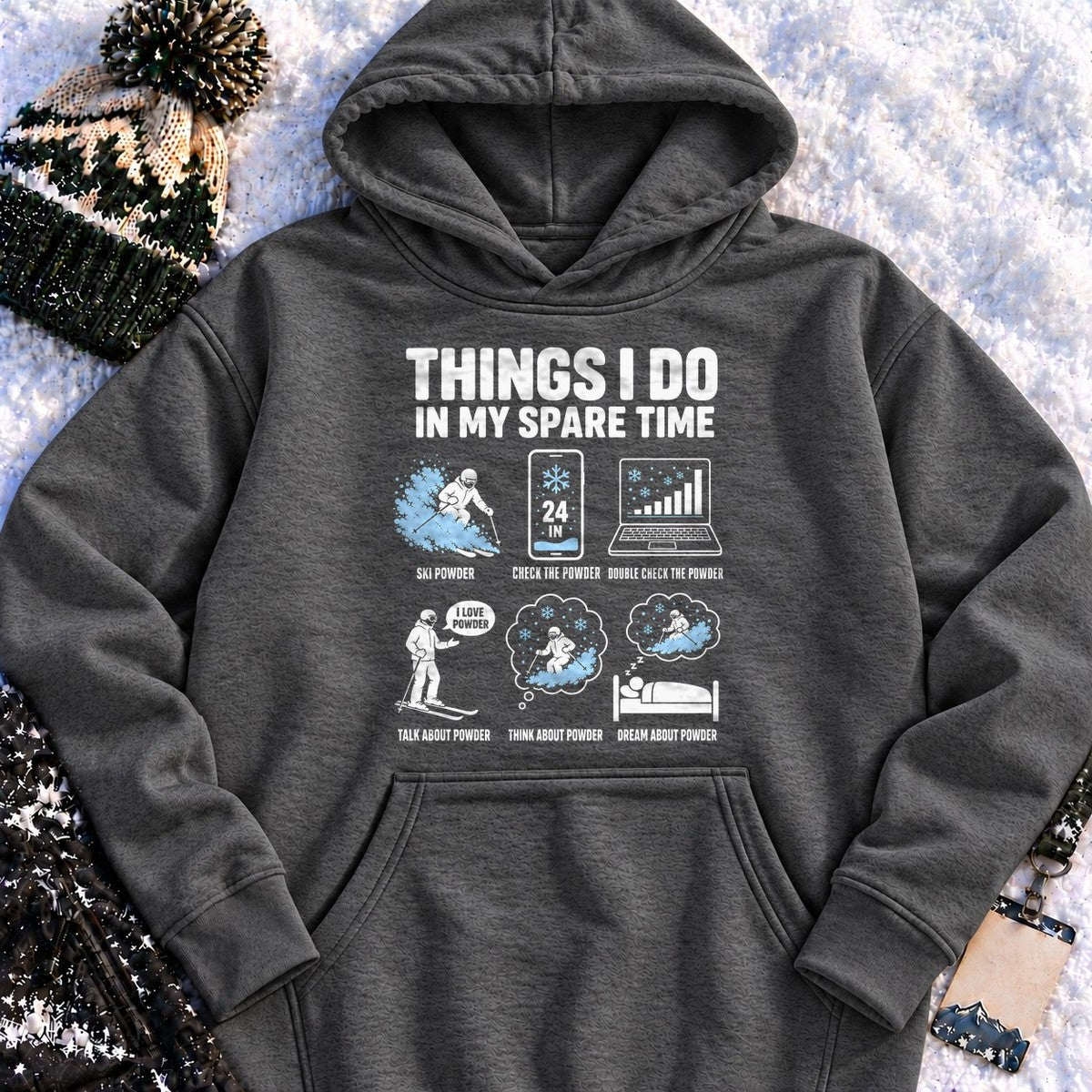 Spare Time Ski Powder - Hoodie (Charcoal Heather)