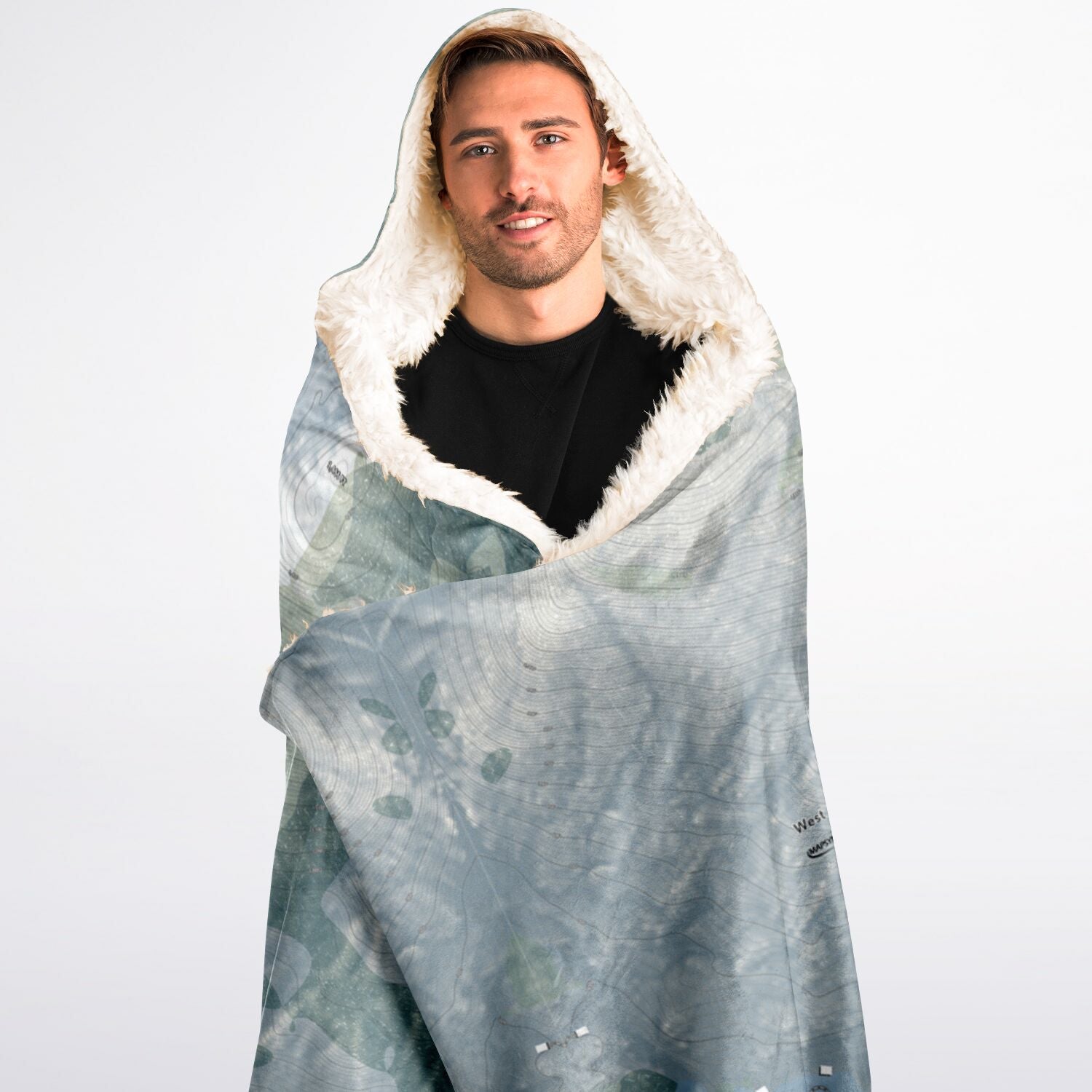 West Mountain, New York Ski Trail Map - Adult Hooded Blanket