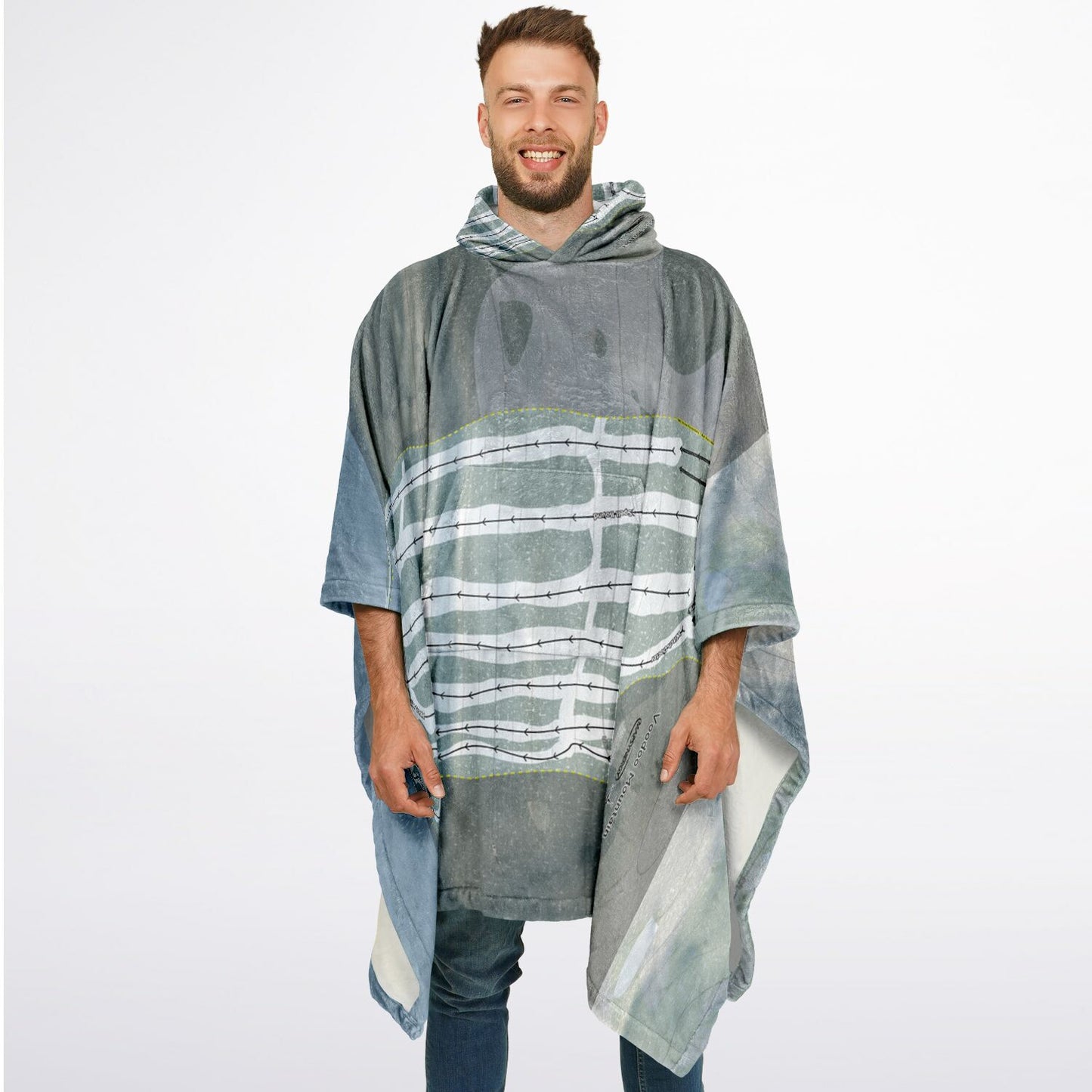Voodoo Mountain, Michigan Ski Resort Map Flannel Blanket Poncho