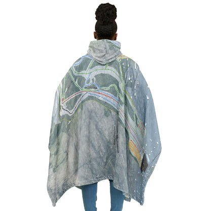 West Mountain, New York Ski Resort Map Flannel Blanket Poncho