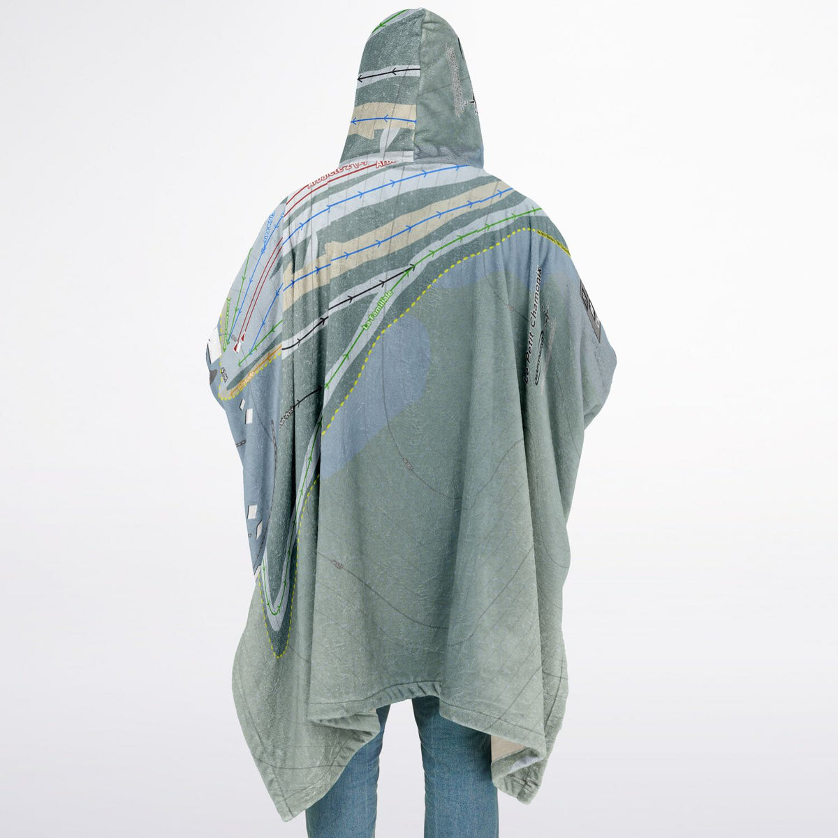 Le Petit Chamonix, Quebec Ski Resort Map Flannel Blanket Poncho