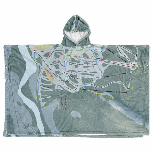 Sleeping Giant, Wyoming Ski Resort Map Flannel Blanket Poncho