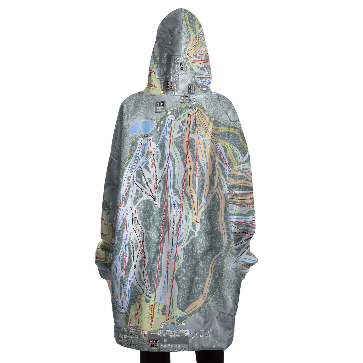 Snow Summit, California Ski Trail Map - Snug Hoodie - Powderaddicts