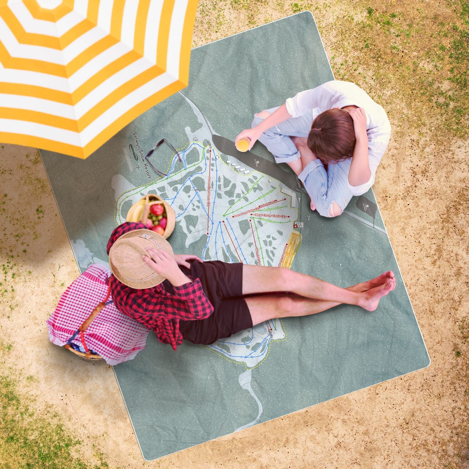 Selwyn Snow Resort, Australia Ski Resort Map Printed Beach Towel