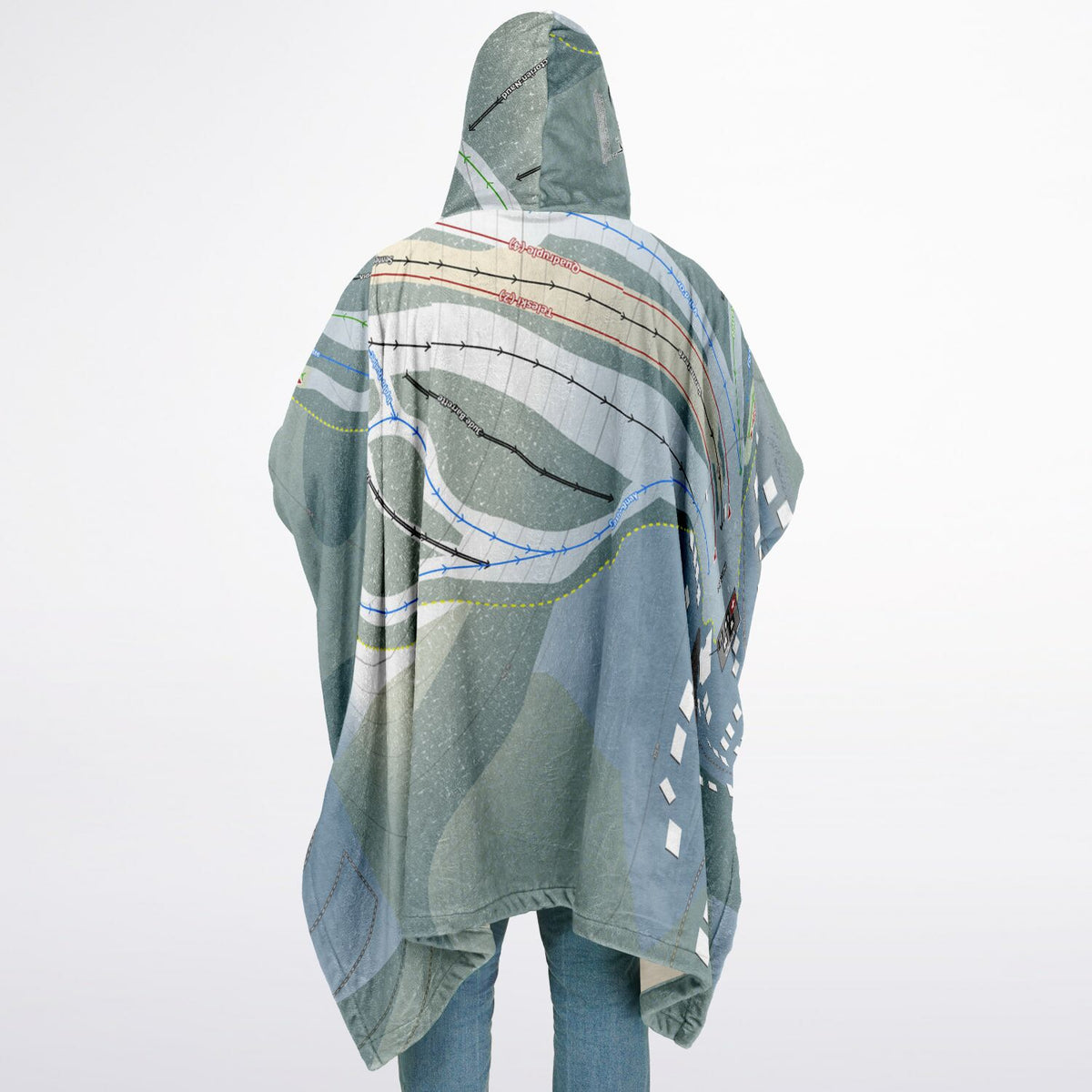 Mont Video, Quebec Ski Resort Map Flannel Blanket Poncho