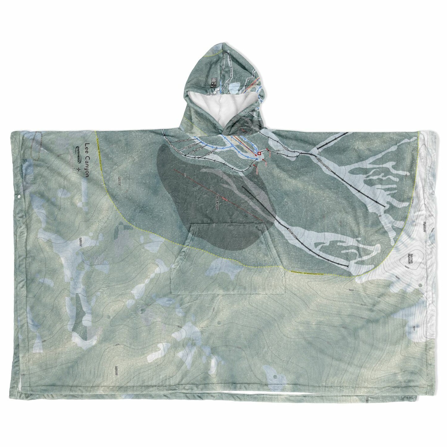Lee Canyon, Nevada Ski Resort Map Flannel Blanket Poncho