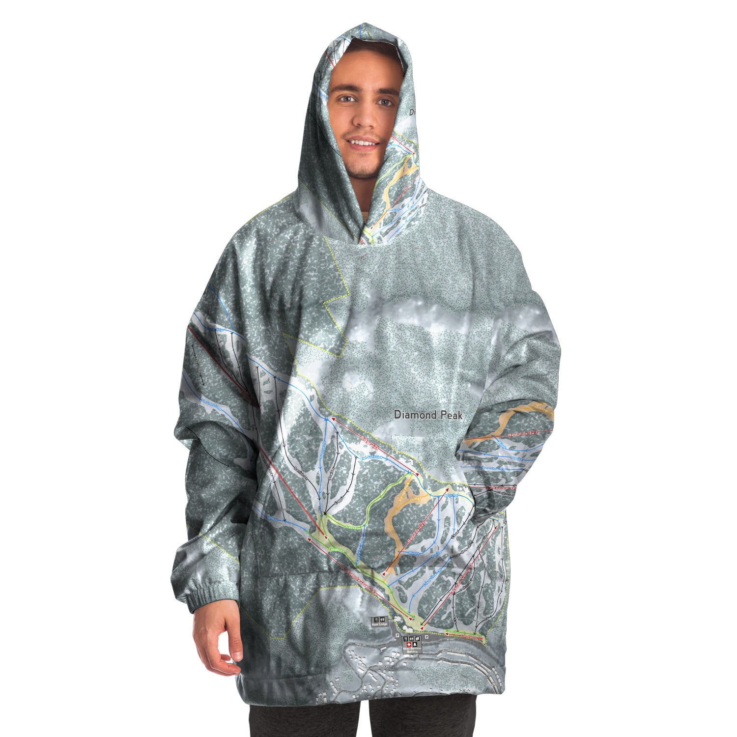 Diamond Peak, Nevada Ski Trail Map - Snug Hoodie