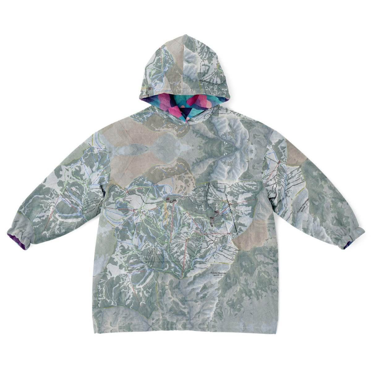 Powder Mountain, Utah Ski Resort Map Youth Reversible Snug Hoodie