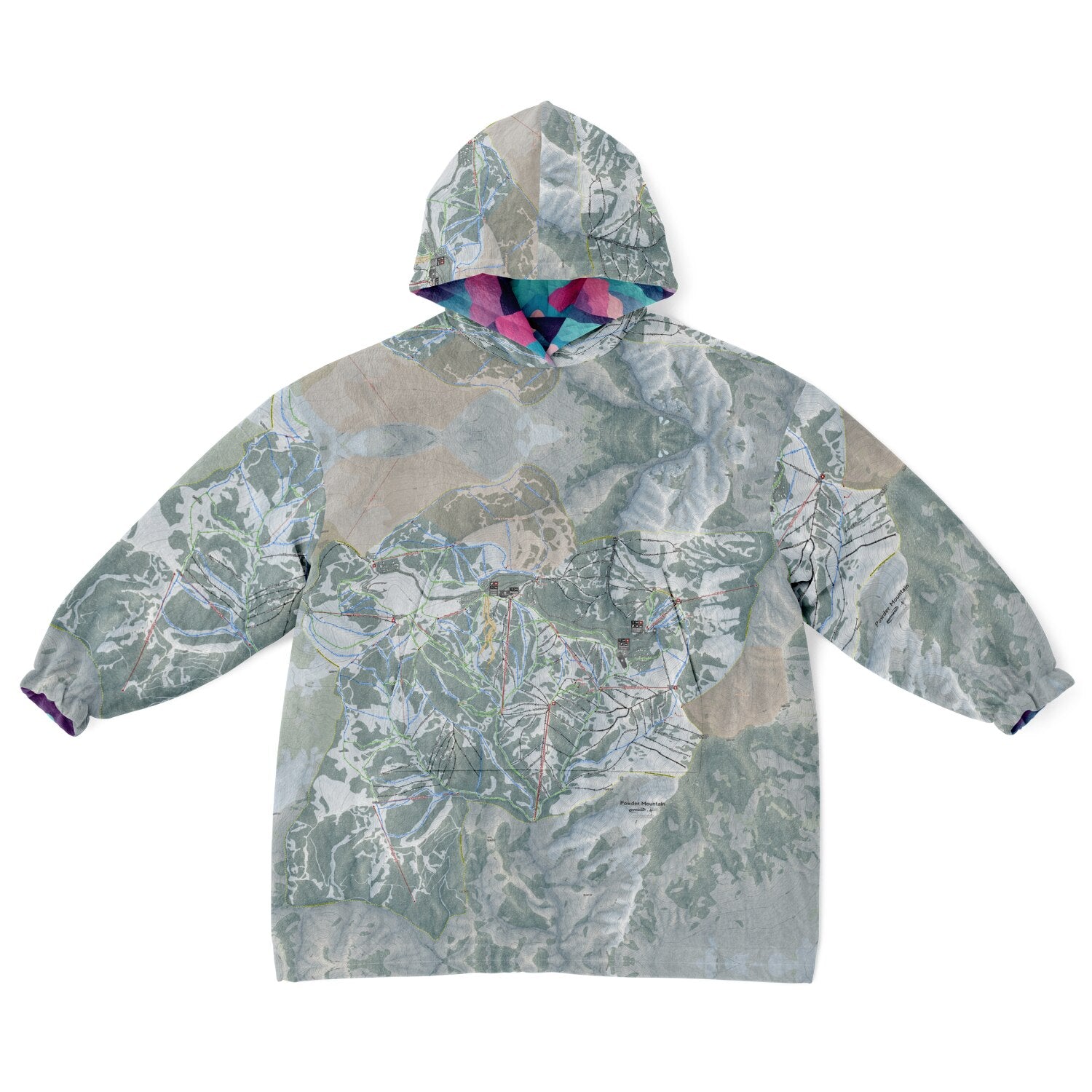Powder Mountain, Utah Ski Resort Map Youth Reversible Snug Hoodie