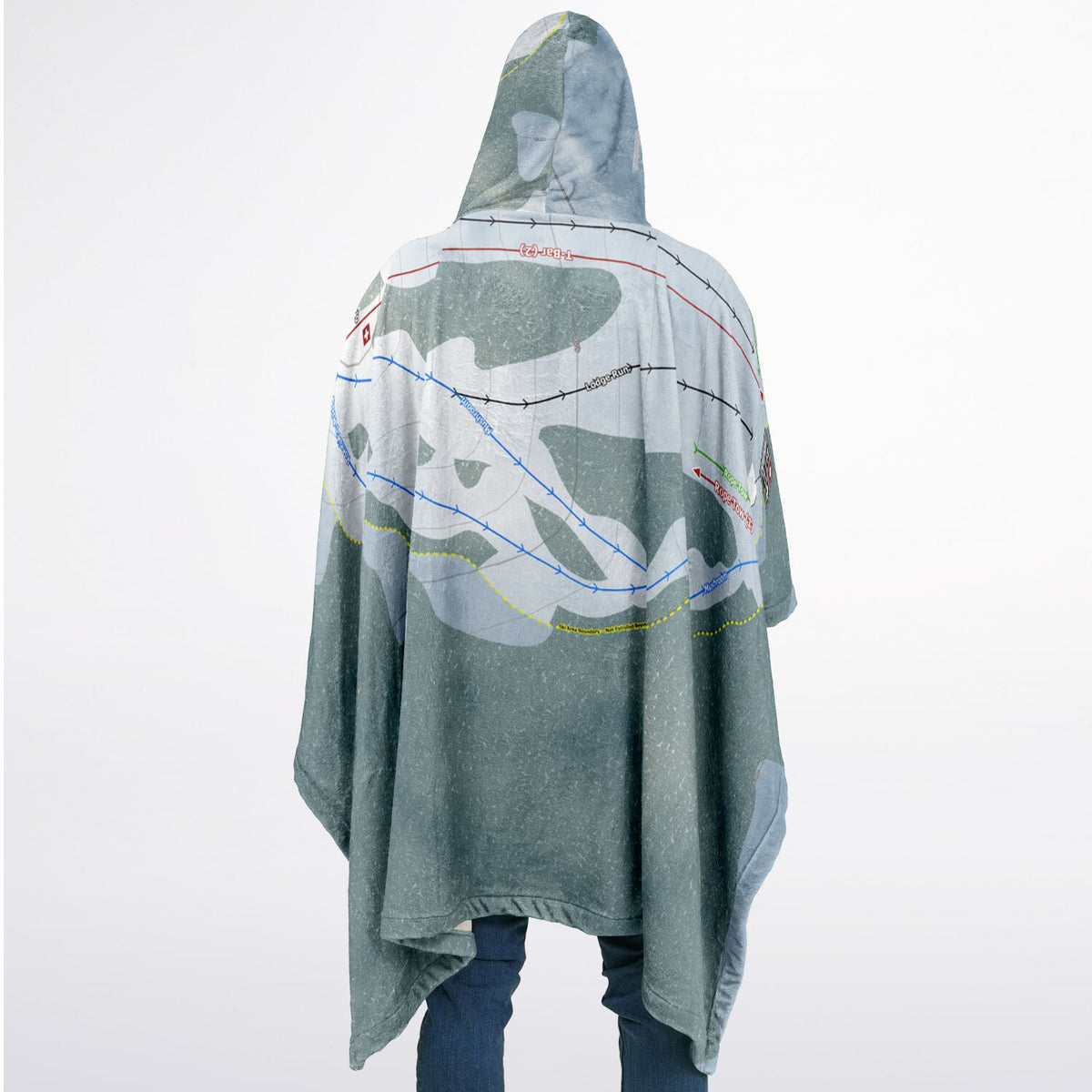 Cedar Pass, California Ski Resort Map Flannel Blanket Poncho