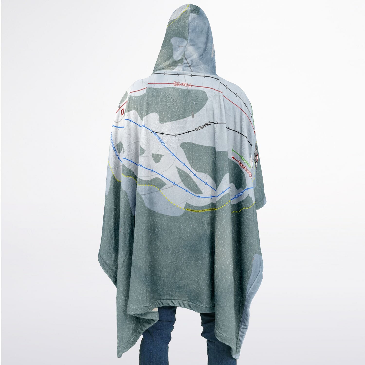 Cedar Pass, California Ski Resort Map Flannel Blanket Poncho