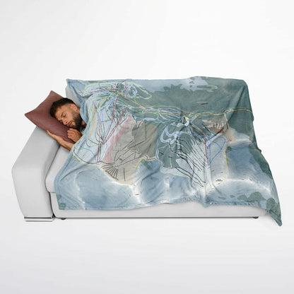 Banff Sunshine, Alberta Ski Resort Map Flannel Blanket Poncho