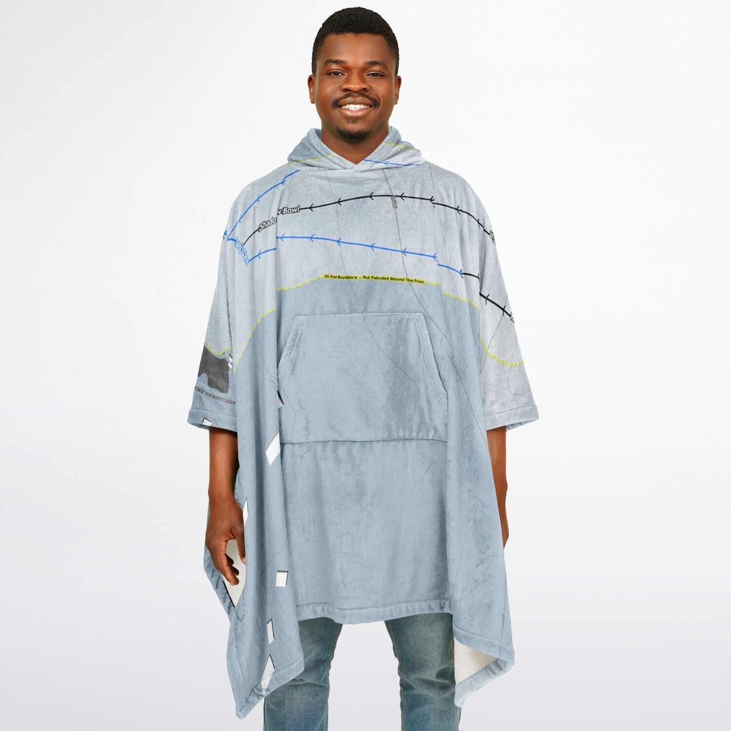 Rotarun, Idaho Ski Resort Map Flannel Blanket Poncho