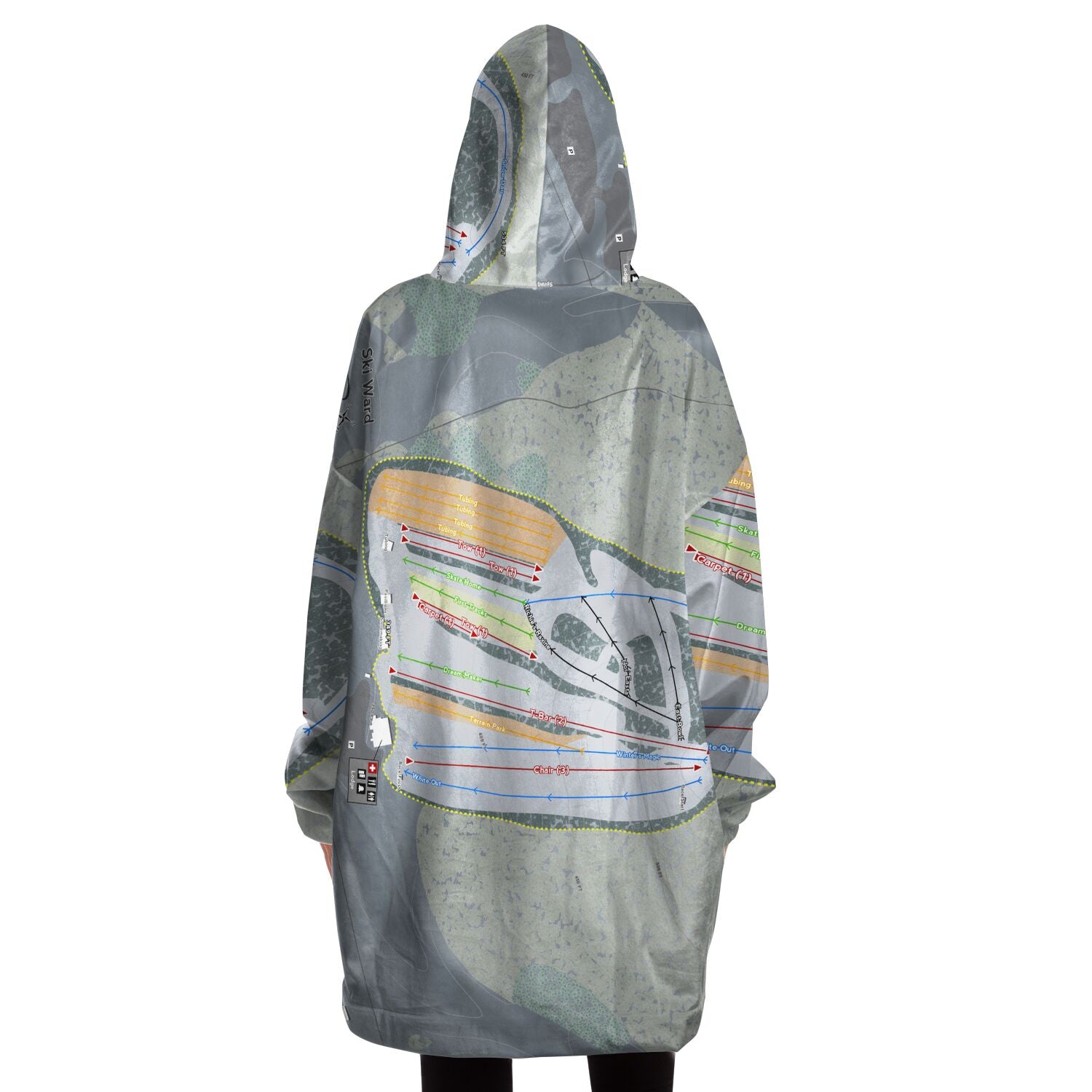 Ski Ward, Massachusetts Ski Trail Map Snug Hoodie