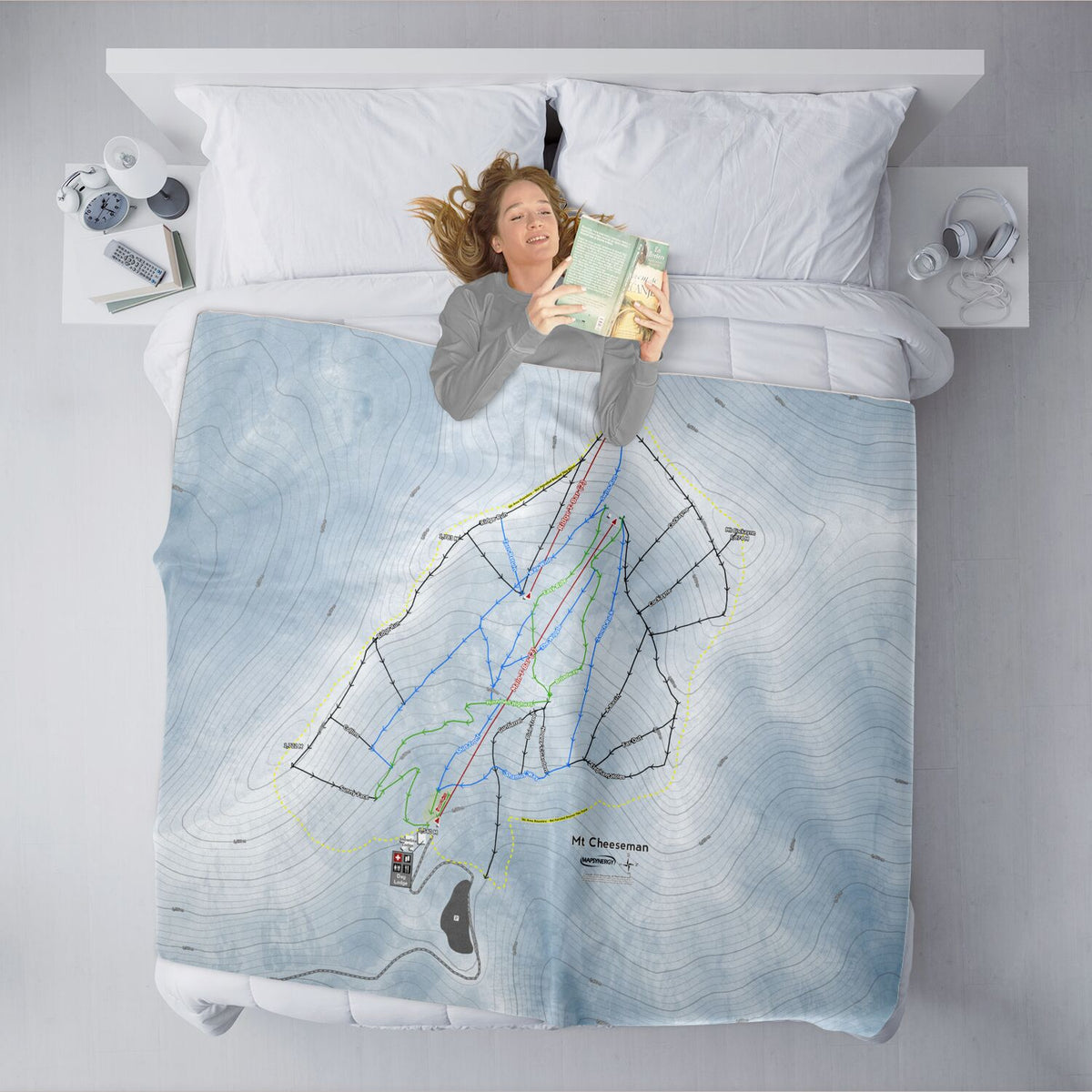 Mt Cheeseman, New Zealand Ski Resort Map XL Blanket